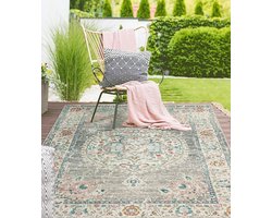 Buitentapijt voor balkon terras of tuin | Gris oriental 240x340 | Rechthoekig | robuust outdoor Vloerkleed | weerbestendig en UV-bestendi | Binnen en Buiten - The Carpet Palma