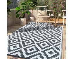Buitentapijt Waterdicht Tuintapijt - 150*240CM - Lichtgewicht Terrasmat - Ultraviolet Bescherming Draagbaar Tapijt - Gemakkelijk te Reinigen Tapijt - Buiten Binnen Gerecycled Plastic Balkontapijt - Geschikt voor Picknick Strand BBQ
