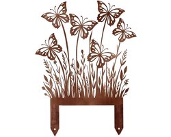 Buitentuindecoratie Decoratieaccessoires Smeedijzer voor tuin Roestige metalen decoratie Vlinder