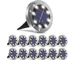 Buitenverlichting op zonne-energie, 12 stuks, tuinverlichting op zonne-energie, waterdichte buitenverlichting op zonne-energie, heldere decoratie voor gazon, terras, oprit, trappen en meer.