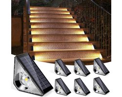 Buitenverlichting op zonne-energie met bewegingssensor (4-pack), 3000K trapverlichting, geschikt voor paden, IP65 LED-trapverlichting op zonne-energie voor tuinen, terrassen, garages, trappenhuizen en trappen (6)