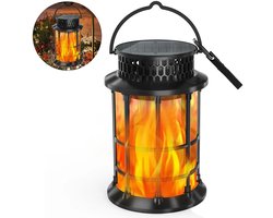 Buitenverlichting op zonne-energie voor de tuin, hangende lantaarn op zonne-energie, realistisch vlameffect, IP65 waterdichte lamp op zonne-energie, met clip, geschikt voor tuindecoratie.