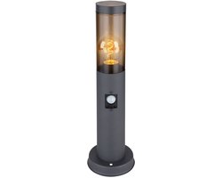 Buitenverlichting Staande lamp rook antraciet met bewegingsmelder Tuinlamp, metaal kunststof, 1x E27, DxH 7,6x45 cm