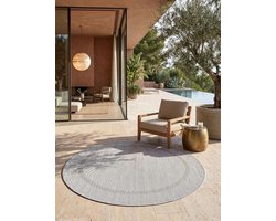 Buitenvloerkleed Rond - Terraskleed Tuinkleed - Buiten Leven - Weerbestendig UV-bestendig - 160x160 cm - Zilver
