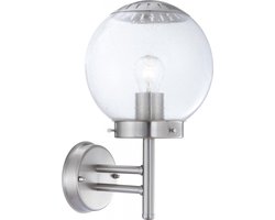 Buitenwandlamp Globo BOWLE II - Modern edelstaal staand - Heldere glazen bol