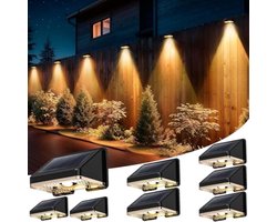 Buitenwandlamp Op Zonne-Energie 8 Stuks - IP67 Waterdicht - Warm Wit Licht - Voor Schutting, Balkon, Terras, Tuin, Trap - 500mAh Accu