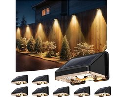 Buitenwandlamp Op Zonne-Energie, 8St Wandlamp Op Zonne-Energie,IP67 Waterdichte Zonnelamp Voor Buiten,Voor Omheiningen Balkon Terrassen Trappen Binnenplaatsen Warm Wit [Energieklasse A]