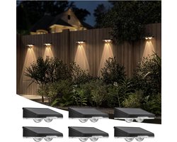 Buitenzonnewandlampen - 6-pack - energie - Superheldere zonnewandlampen - Geschikt voor buitenmuren - 2 lensspots - LED-zonnewandlampen - Geschikt voor tuinen, schuttingen en patio's