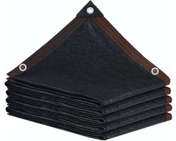 Buitenzonweringnet-3M*4M-geschikt voor binnenplaatsen, balkons, carports-omwikkelde randen en hoeken met metalen doorvoertules-zwart