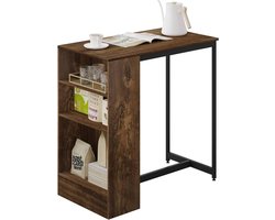 BukkitBow - Bartafel met Planken en Kast/Opbergruimte voor Glazen - 91X49X91 - Zwart met Vintage Bruin Hout