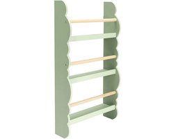 BukkitBow - Boekenkast voor Kinderen - Speelgoedkast / Boekenrek Kind – Houten Kast met Boekenplanken - Geschikt voor Kinderkamer - (42,5X14,5X80CM) - Groen