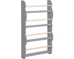 BukkitBow - Boekenkast voor Kinderen - Speelgoedkast / Boekenrek Kind – Houten Kast met Boekenplanken - Geschikt voor Kinderkamer - (60X14,5X98CM) - Grijs