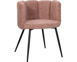 BukkitBow – Eetkamerstoel / Bureaustoel met Bloembladontwerp – Geschikt als Make-up Stoel - Chenille & Metalen Onderstel - Chenille Stof – Roze