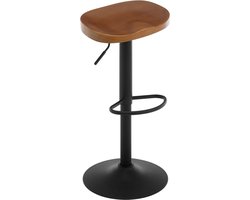 BukkitBow - Ergonomische Barkruk - Massief Hout en Metaal - Verstelbare Hoogte - 150 kg Draagvermogen - Bruin