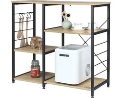 BukkitBow - Luxe Keukenrek - Gemaakt van Hout/Metaal Geschikt voor in de Keuken (90X40X83,5CM) - Licht Eikenhout