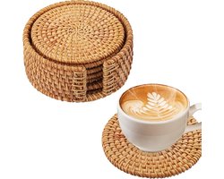 BukkitBow - Luxe Set van Rotan Onderzetters - Natuurlijke Woondecoratie en Tafelaccessoires - Stijlvolle Woonaccessoire en Cadeau Idee
