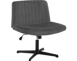 BukkitBow - Luxe Velvet/Fluwelen Bureaustoel - 360 ° Draaibare Relax/Lounge Stoel- Ergonomische Stoel - Donker Grijs
