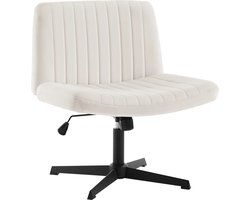 BukkitBow - Luxe Velvet/Fluwelen Bureaustoel - 360 ° Draaibare Relax/Lounge Stoel- Ergonomische Stoel - Wit/Cremé