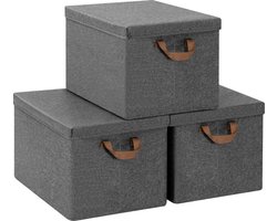 BukkitBow - Opbergdoos met Handvaten - Stoffen Opbergdoos - Stapelbaar en Stevig - 51L (3 Stuks)