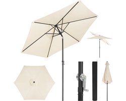 BukkitBow - Parasol - UV-Bestendig - Strandparasol - 45° Buigbaar - met Handslinger - Zeshoekig - 240cm (Beigé)