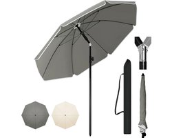 BukkitBow - Parasol - UV-Bestendig - Strandparasol - Hoogte Verstelbaar - 45° Buigbaar - Rond - 155cm (Donker Grijs)