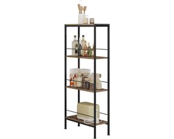 BukkitBow - Smal Niche Rek met 4 Niveaus - Industrieel Metalen Frame - Bruin (50x20x78cm)