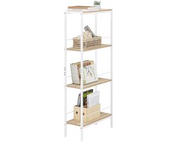 BukkitBow - Smal Niche Rek met 4 Niveaus - Industrieel Metalen Frame - Licht Eiken (50x20x78cm)