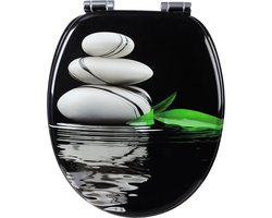 BukkitBow - Toiletbril met Softclose - Toiletbril / Toiletzitting met Print - Antibacterieel - Stenen in Water