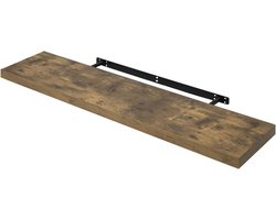 BukkitBow - Zwevende Wandplank - 10 kg Laadvermogen - Diverse Maten van 25-120cm - Muur Montage - Rustiek Bruin Hout - 110cm