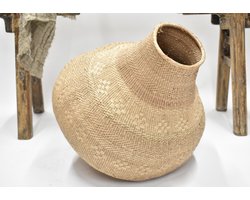 Bulawayo mand - Knoflookmand H 49 cm Ø 50cm - garlic gourd basket - vloermand - Handgemaakt / Handmade - Naturel - Woonaccessoires - Fairtrade - Afrika Zimbabwe - Interieur sober Landelijk Sfeervol Uniek - Decoratief (2)