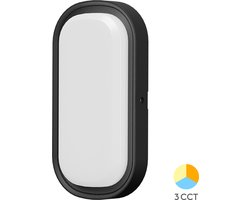 Bulkhead - LED Plafondlamp - Keuken / Badkamer / Woonkamer / Tuin - 18W - CCT Aanpasbare kleuren 3000K 4000K 6000K - Zwart - Opbouw - Ovaal - IP65