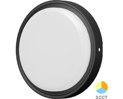 Bulkhead - LED Plafondlamp - Keuken / Badkamer / Woonkamer / Tuin - Ø22 - 18W - CCT Aanpasbare kleuren 3000K 4000K 6000K - Zwart - Opbouw - Rond - IP65