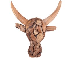BULL HEAD - Wanddecoratie - Lichte houtkleur - Teakhout