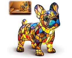 Bulldog Nachtlampje - LED Lamp - Hondenlamp van Hars - Decoratieve Hondenverlichting - Nachtlampje voor Hondenfans - Sfeerverlichting Huisdier - Woondecoratie - Nachtlicht - Cadeau voor Hondenliefhebbers - Tafelmodel Lamp - Hond Design