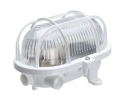 Bulleye wandlamp 17cm E27 glas + kunststof korf IP54 wit