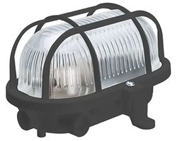 Bulleye wand/plafond lamp - E27 - kunststof kap + kunststof korf - IP44 - zwart