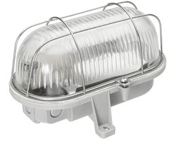 Bulleye Wand/plafondlamp E27 glas + stalen korf IP44 grijs