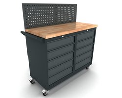 BULLRAM verrijdbare werkbank 2 x 5 laden kast incl. gereedschapswand