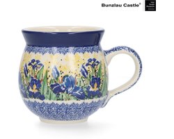 Bunzlau Castle | Boeren Mok 370 ml - VGM Irises UNIKAT | Handgemaakt | Koffie beker | kop