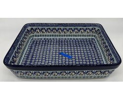 Bunzlau keramiek rechthoekige ovenschaal blauw patroon
