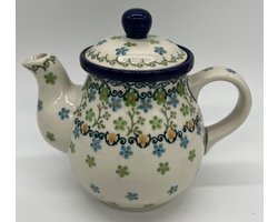 Bunzlau keramiek theepot 0,7 liter groene bloem