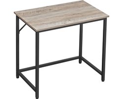 Bureau – 100 x 50 x 75 cm – Compact Computerbureau met Industrieel Ontwerp – Staal & Houtlook – Grijs/Zwart – Voor Thuiswerk, Studie of Kantoor