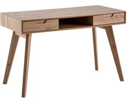 bureau 120x55x77 cm eiken decor met opbergruimte, Scandinavisch design kantoortafel met laden, thuiskantoor laptoptafel computertafel studeerkamer met massief houten poten