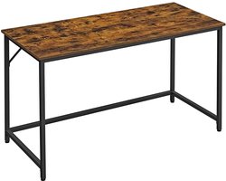 Bureau 140x60x75 Cm Bruin Zwart Metaalen Frame Stevig Duurzaam Modern Minimalistisch Ontwerp Eenvoudig Te Monteren Voor Eetkamer Studiekamer Kantoor