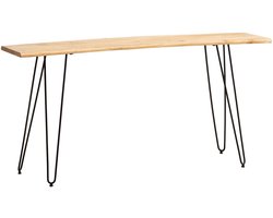 Bureau 150x36x75 cm Acacia Massief Hout / Metaal Computerbureau Boomrand, Thuiskantoor Kantoorbureau Massief met Haarspeldpoten in Zwart, Houten Tafel Smal Laptoptafel Studeerkamer