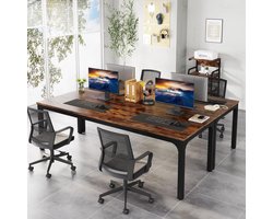 Bureau 200x70 cm Industrieel XXL – Dubbel Werkstation voor 2 Personen – Computertafel met Metalen Frame – Groot Kantoor Bureau & Vergadertafel – Yesdeals