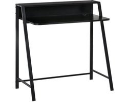 Bureau, 84 x 45 x 85 cm, Zwart, Metaal, Computerbureau, Schrijftafel, Studie Tafel, Met Kabelbeheergaatje en Opslagruimte, Geschikt voor Thuiswerkplek en Studie Kamer