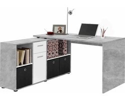 Bureau Apollo Beton - 135,7x135,7cm - Hoekbureau - Met opbergruimte - Hoogte 74.2 cm