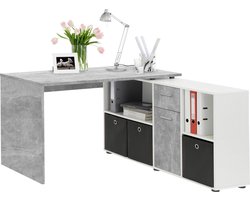 Bureau Apollo Beton - Wit - 135,7x135,7cm - Hoekbureau - Met opbergruimte - Hoogte 74.2 cm