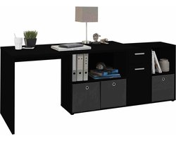 Bureau Apollo Zwart - 135,7x135,7cm - Hoekbureau - Met opbergruimte - Hoogte 74.2 cm